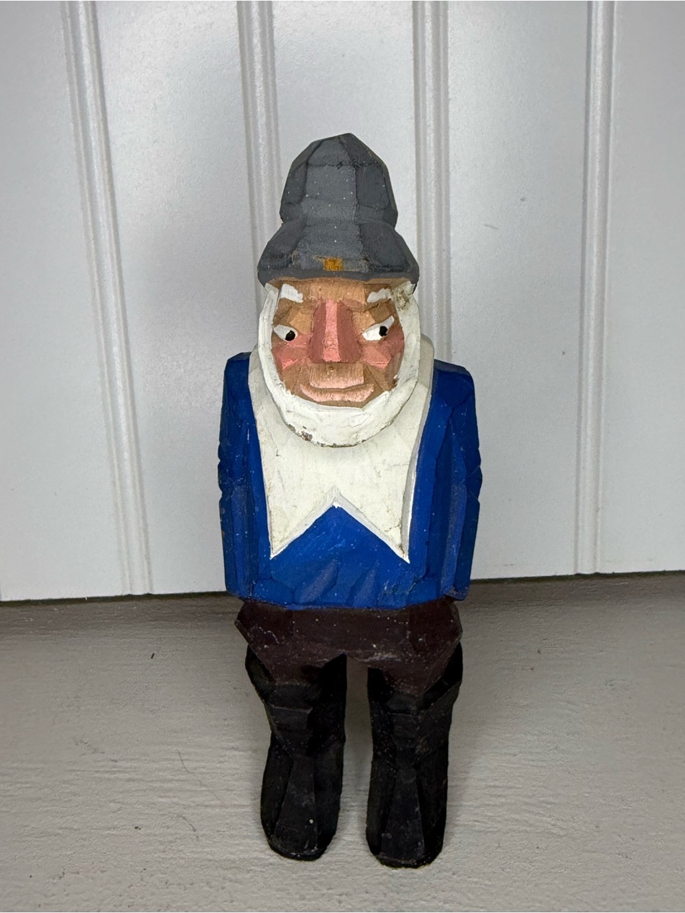 Vintage Hand Carved Wood Fisherman "Old Salt" Figurine - Nautical Folk Art
